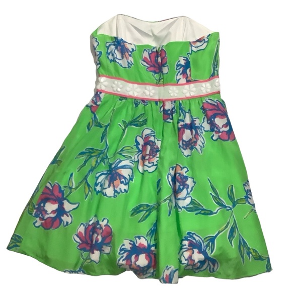 Lilly Pulizer Floral Print Langley Dress Mini Strapless Silk Cotton Blend - Picture 7 of 14